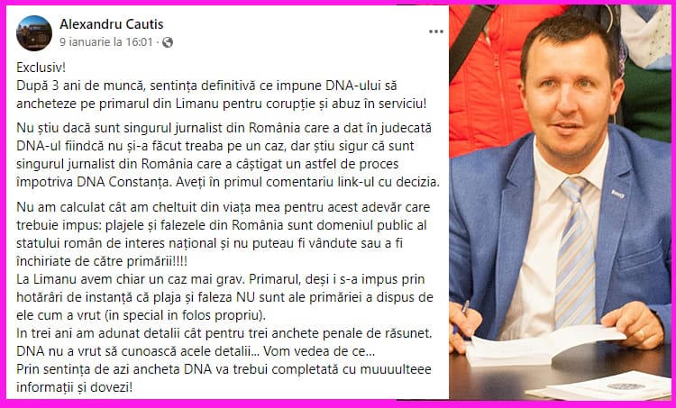 Postare Alexandru Cautis dosar DNA plaja Vama Veche
