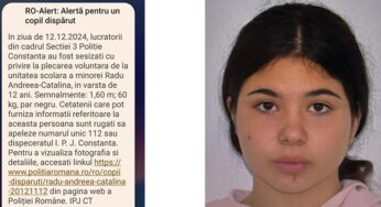 Ro-Alert Constanța. O copilă de 12 ani a dispărut de la școală