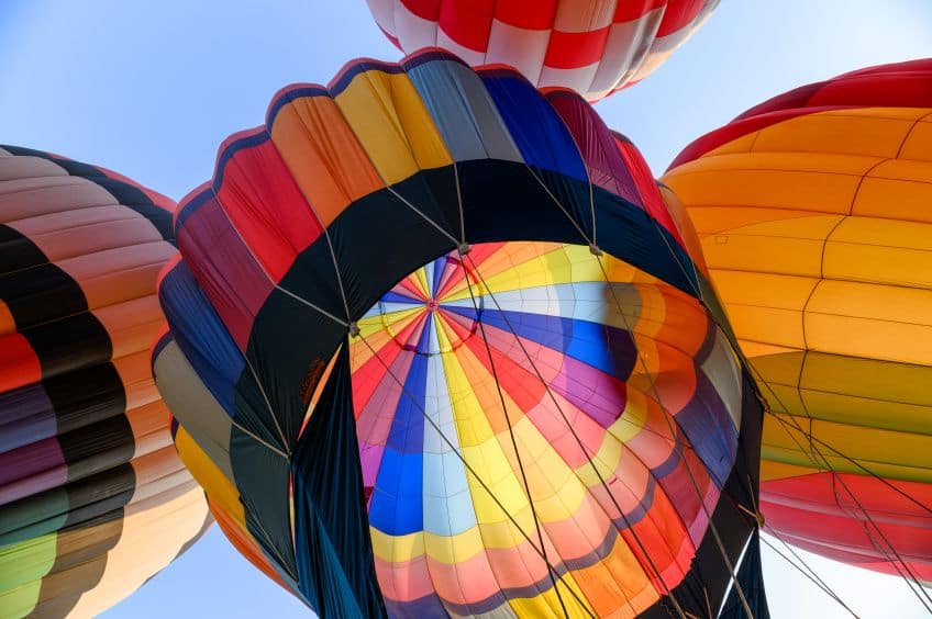 colorful hot air balloons with igniting an inflata utc