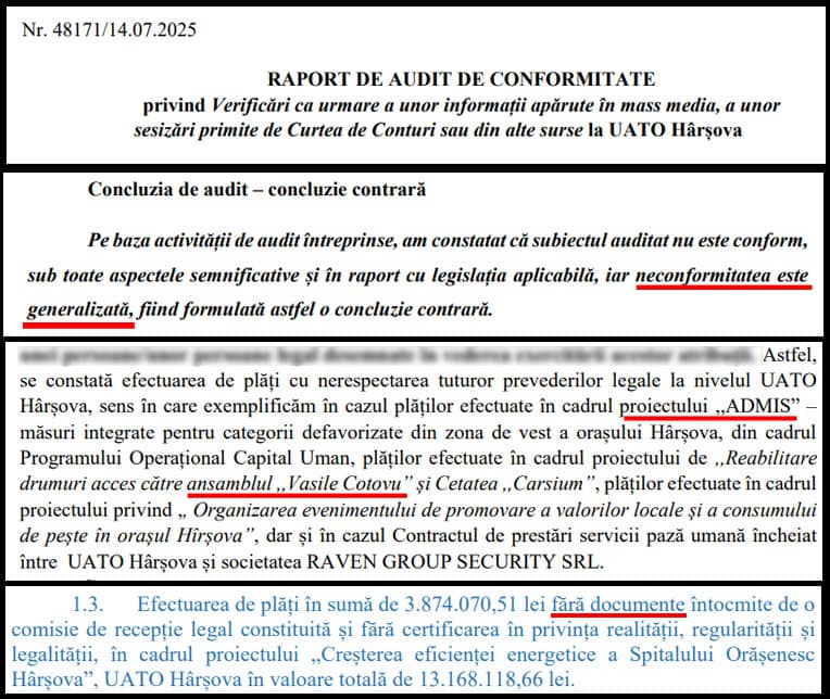 Extrase raportul de audit Harsova Extrase raportul de audit Harsova