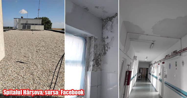 Spitalul Harsova igrasie si tone de pietris pe acoperis Spitalul Harsova igrasie si tone de pietris pe acoperis