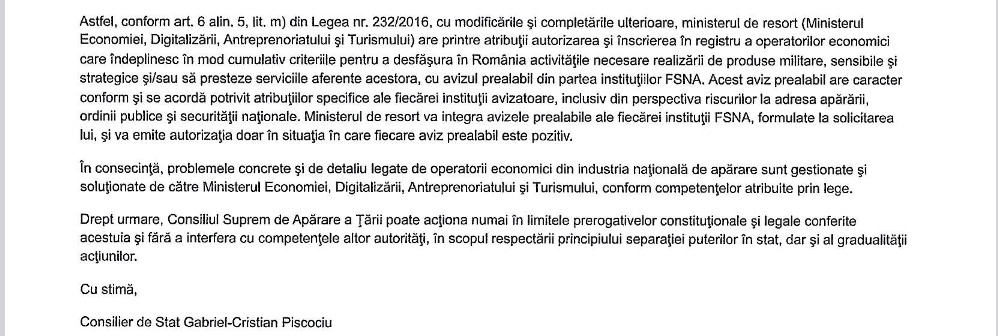 raspuns presedintie