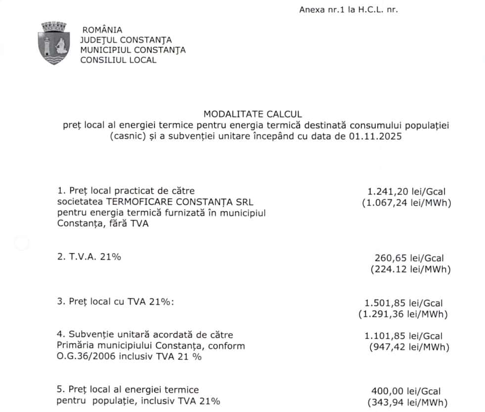 calcul pret gigacalorie
