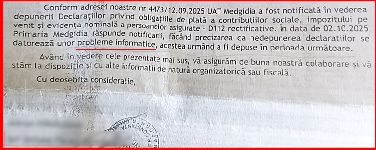 Probleme informatice la Primaria Medgidia