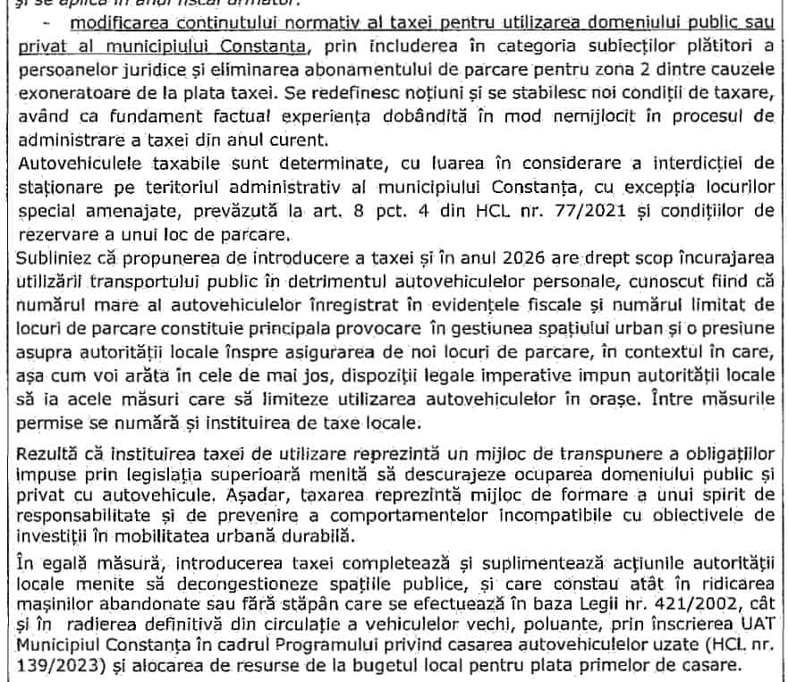 modificare taxa parcare