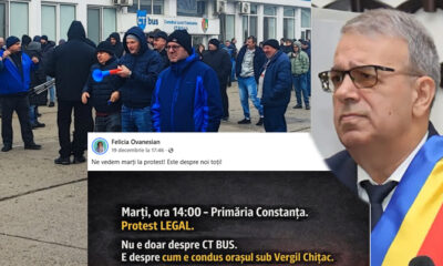 Protest CTBUS in fata Primariei Constanta montaj