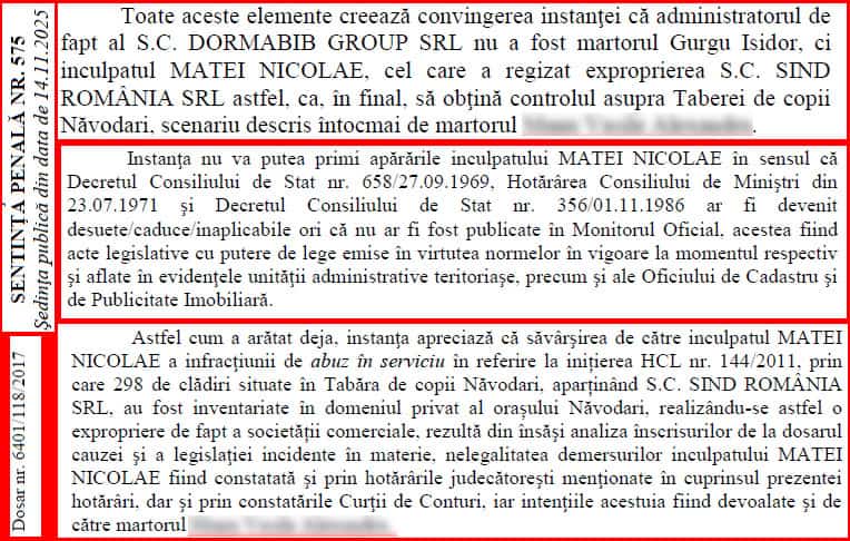 Extrase din sentinta de fond Dosarul Tabara Navodari