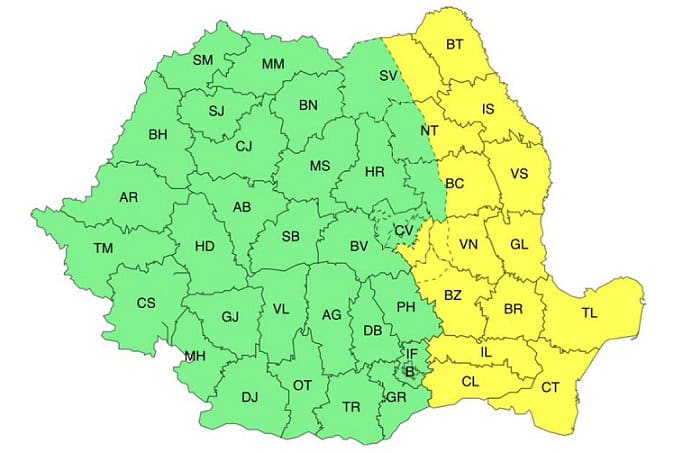 meteo cod galben vant