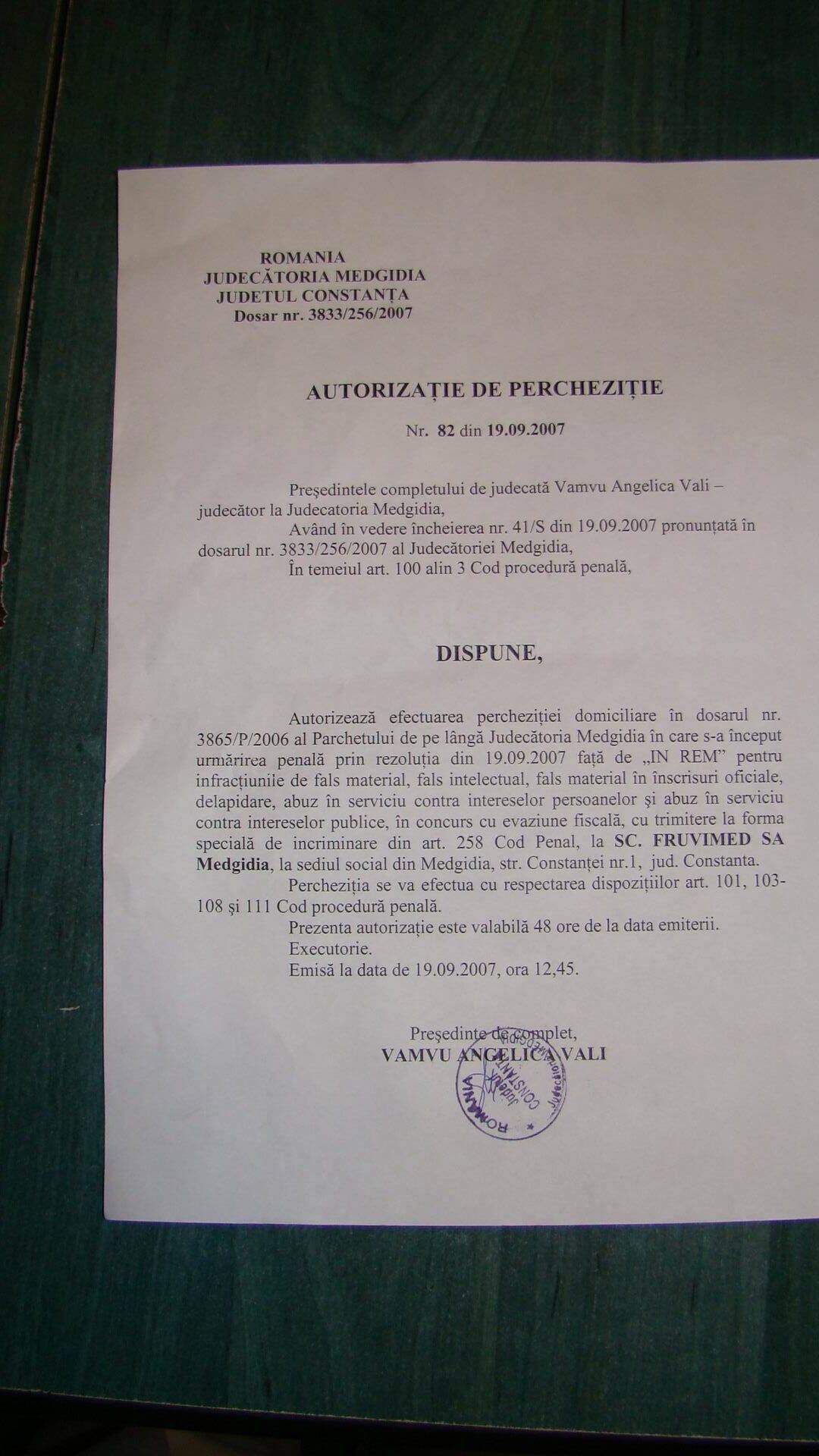 Autorizatia de perchezitie
