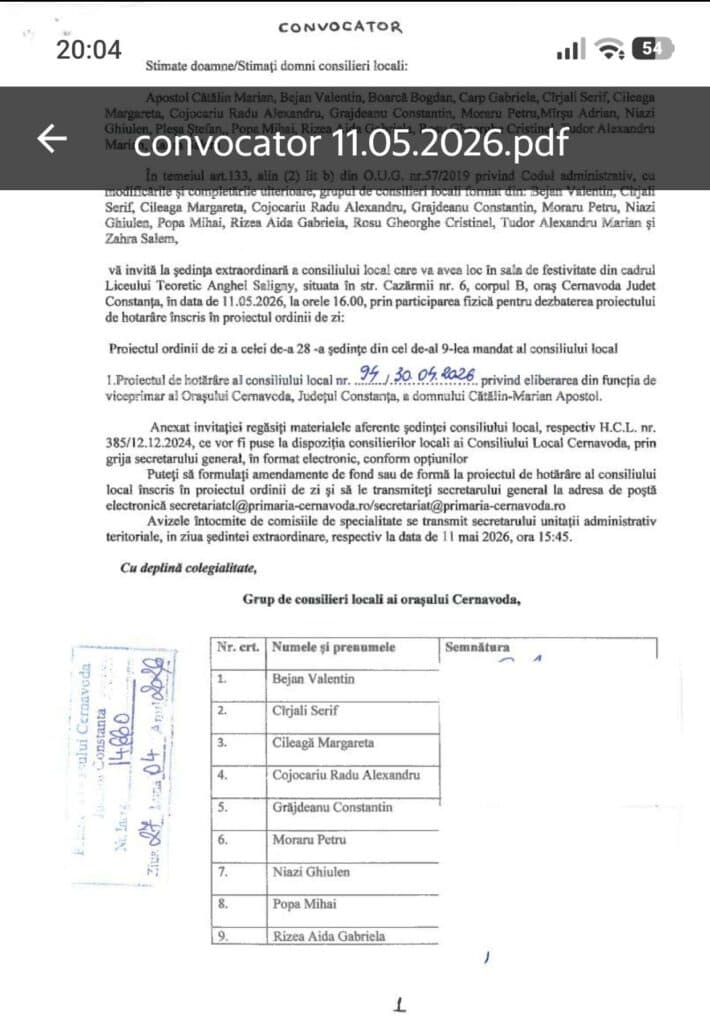 convocator cernavoda