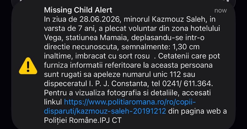 ro alert copil disparut