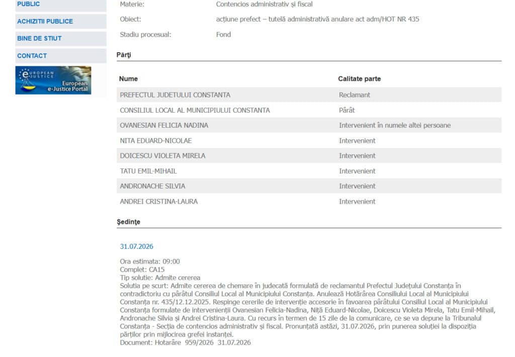 decizie tribunal taxa parcare