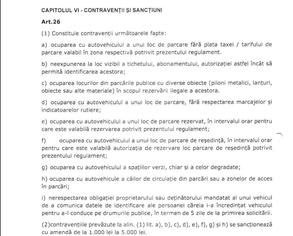 sanctiuni parcare