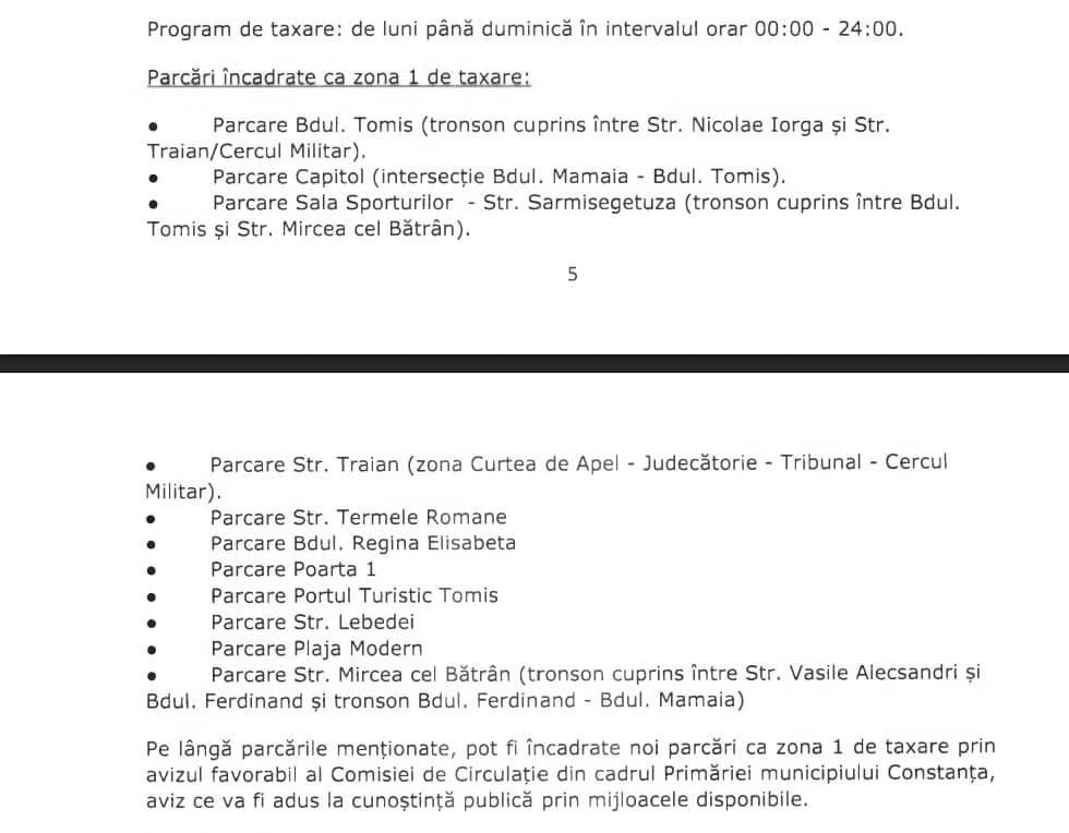tarife parcare constanta