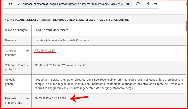 Contract de finantare parcuri solare Primaria Constanta cu Ministerul Energiei Contract de finantare parcuri solare Primaria Constanta cu Ministerul Energiei