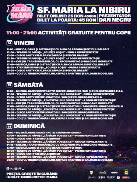 NIBIRU Zilele Marii Program NIBIRU Zilele Marii Program