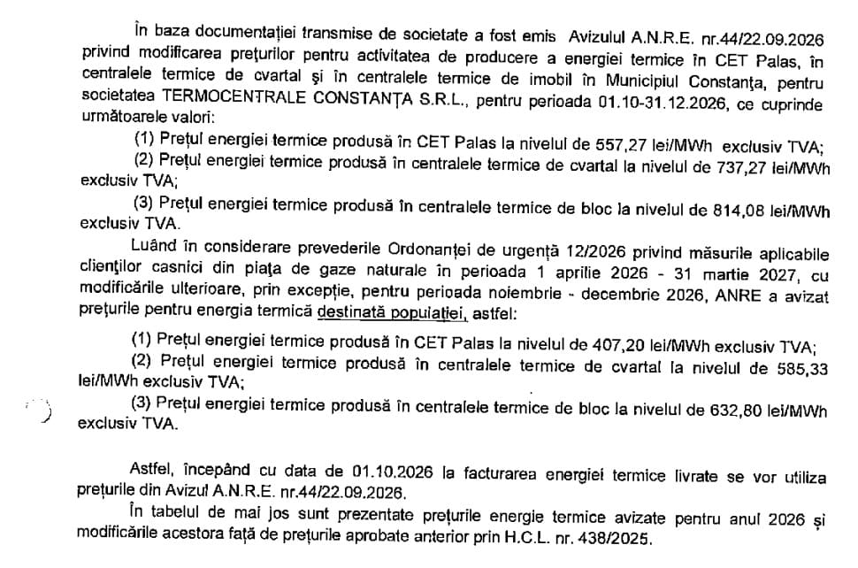 raport pret energie